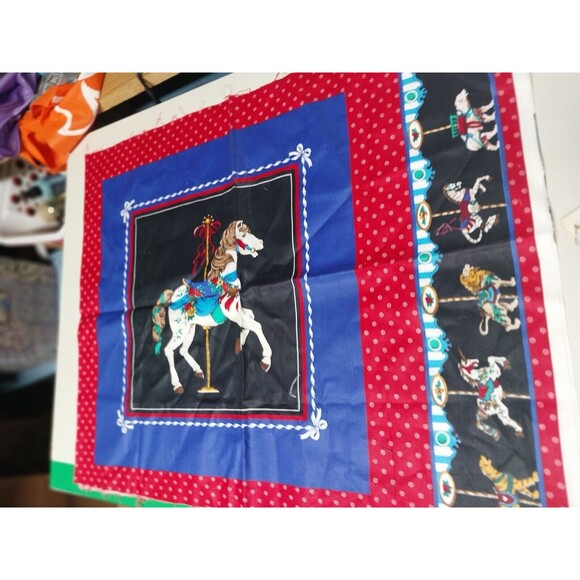 1/2 Yard Carousel Horse Fabric for Pillow or Quilting - Picture 1 of 2